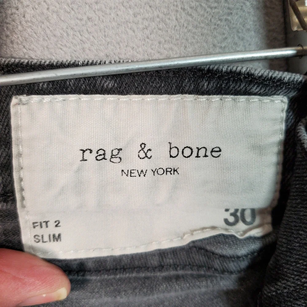 Rag & Bone Fit 2 Slim Jeans Mens 30 Gray Faded Made in USA Indie Grunge‎ Urban